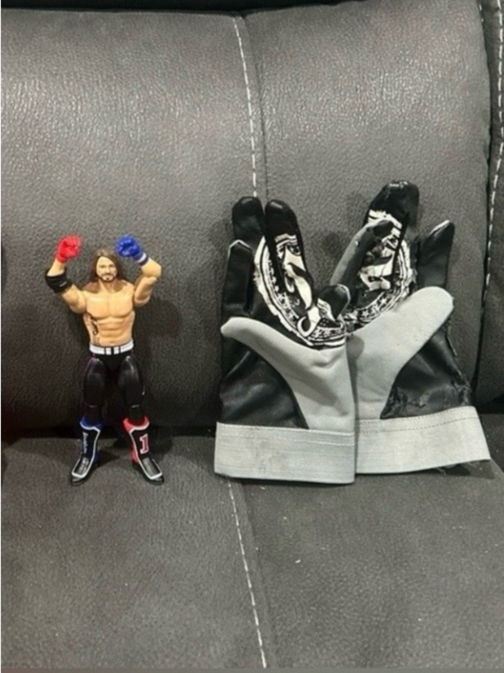 AJ Styles WWE lot! Pair of gloves + figure!